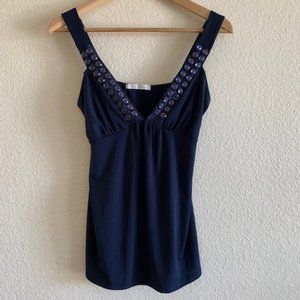 Charlotte Russe Embellished Navy Tank Top